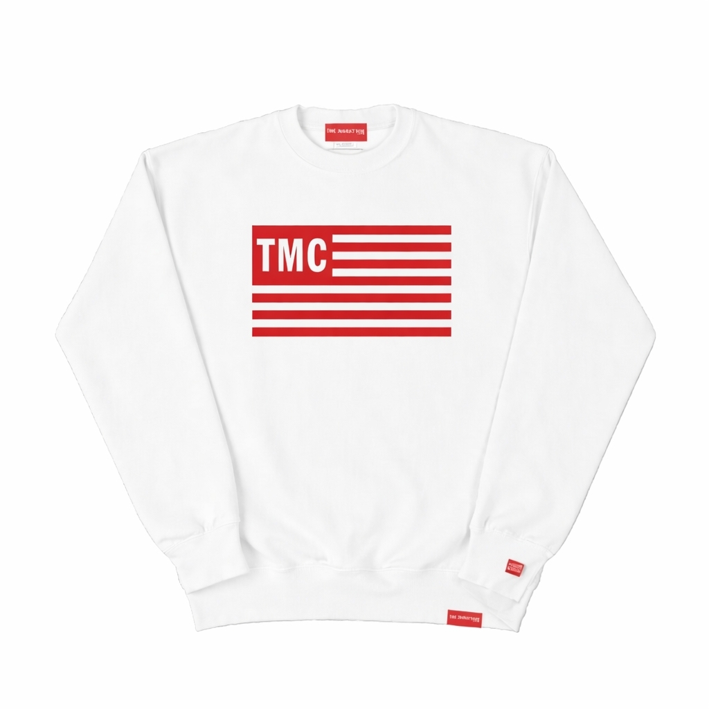 The Marathon Clothing Flag Crewneck In White/Red Men's Size Small